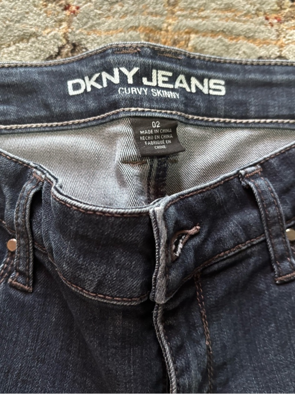 DKNY Dark Blue Curvy Skinny Jeans Scene Kid Skater Alternative Grunge Punk